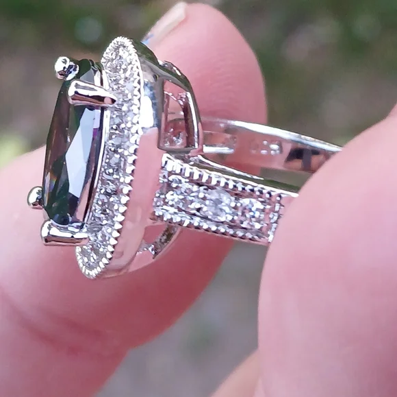 New Halo Oval Mystic Topaz & CZ 925 Silver Ring. - Picture 15 of 16